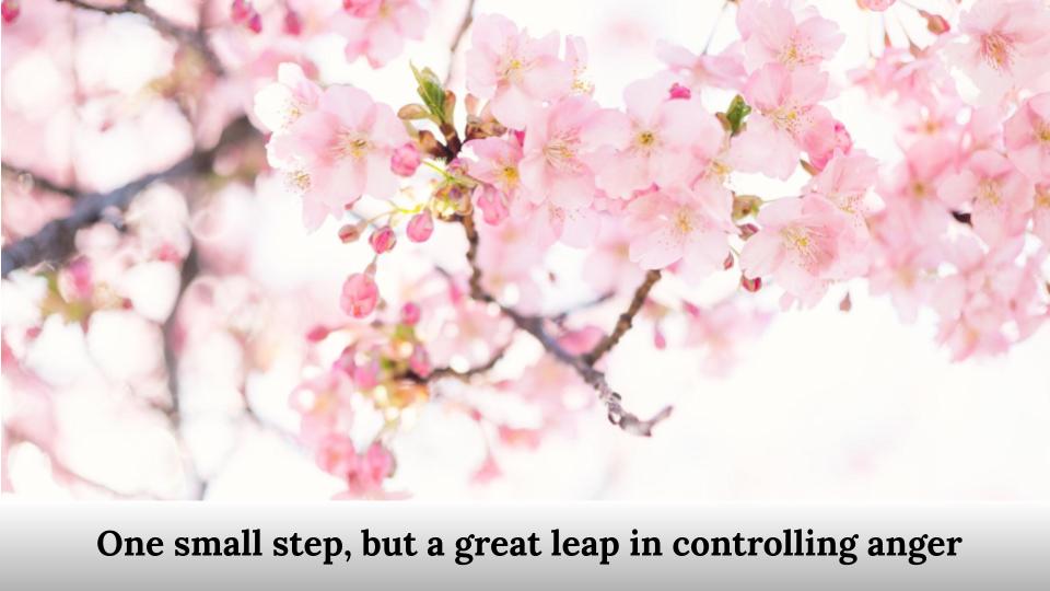 One small step, but a great leap in controlling anger