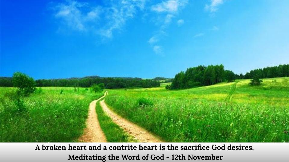 A broken heart and a contrite heart is the sacrifice God desires.
