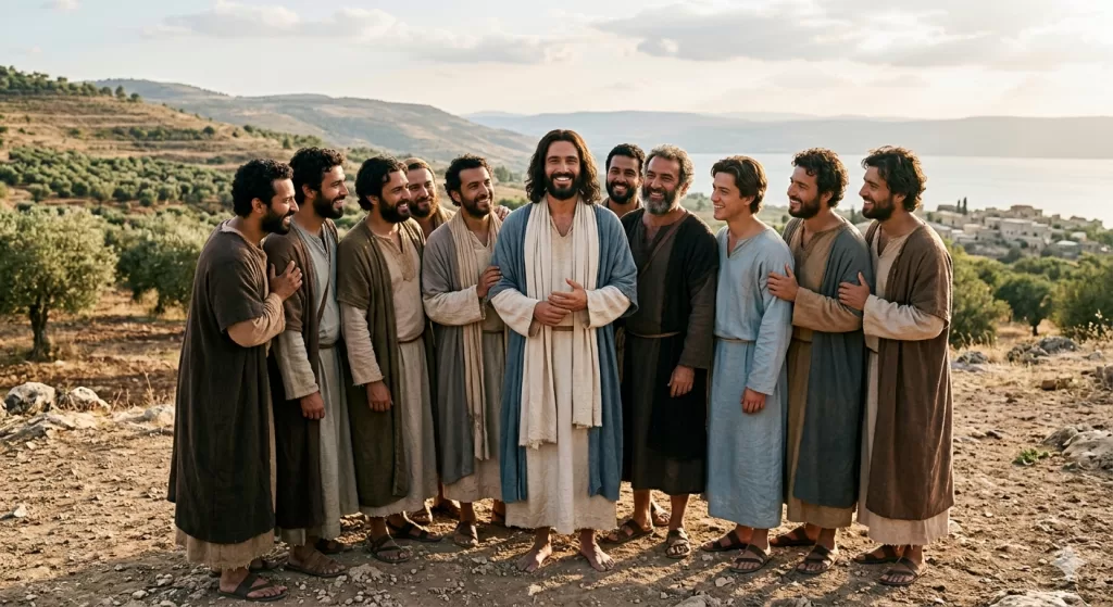 Jesus Christ with his disciples